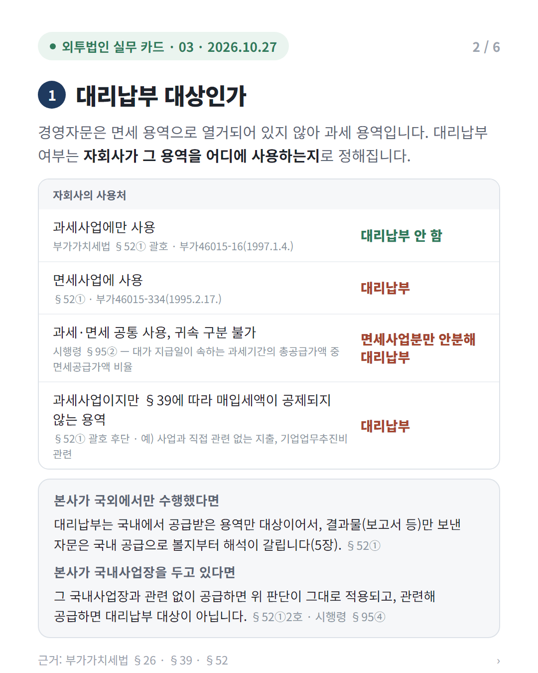본사 경영자문료, 부가세 대리납부 여부 2/6